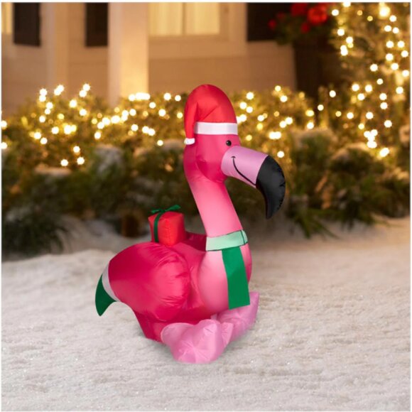 Home Accents Holiday Other - 3.5 Ft LED Flamingo Christmas Inflatable Coastal Boat Parade Tropical Beach NEW